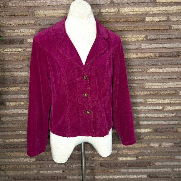 Cut Loose Deep Fuchsia Stretch Corduroy Casual Jacket Size Small - Picture 8 of 11